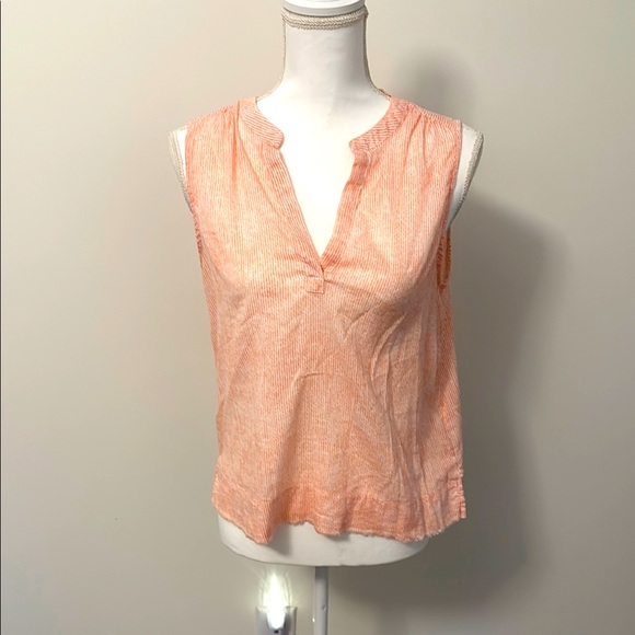 Carve Designs Orange Ruched Sleeveless cotton Tank Top - Picture 1 of 4